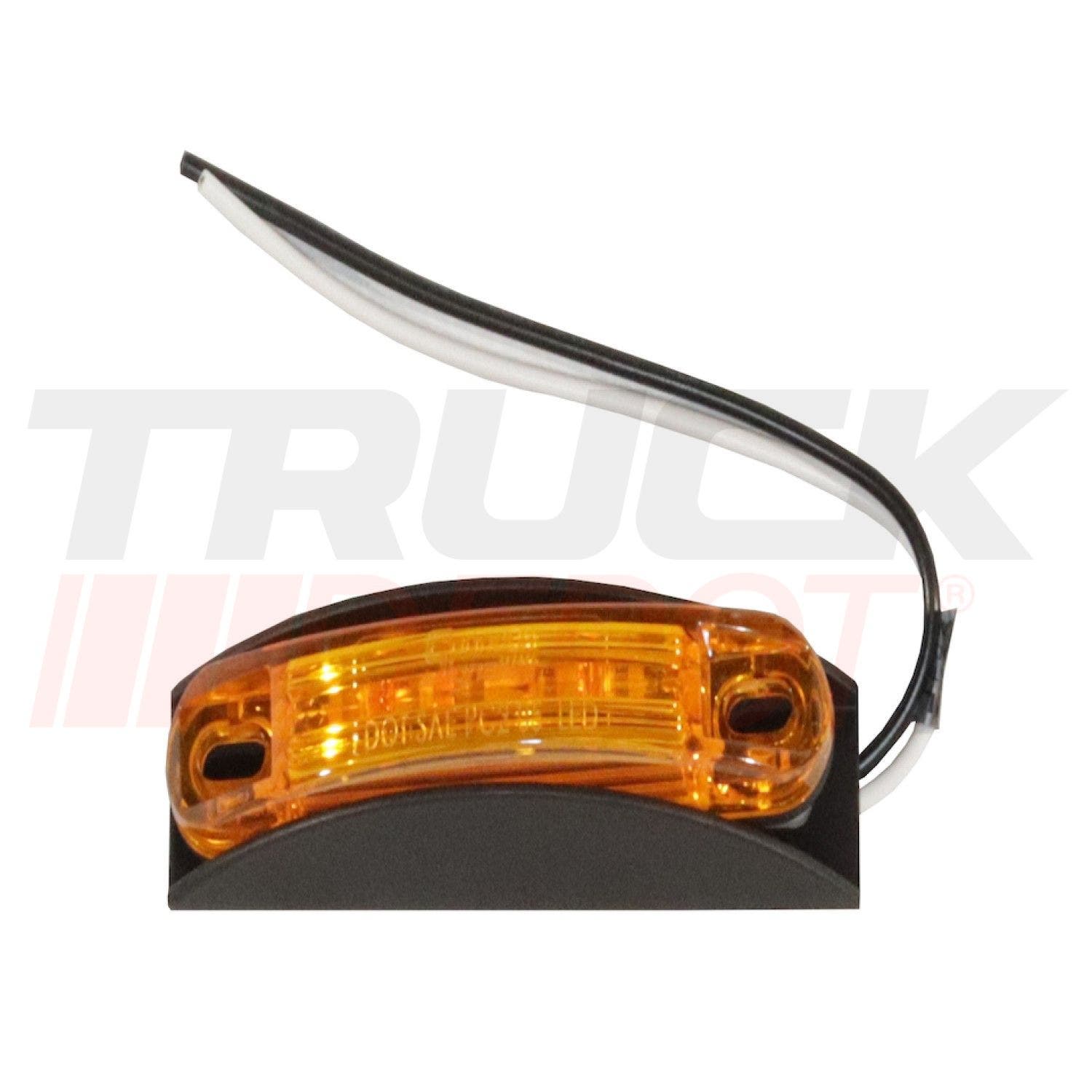 Lampara lateral curva ambar 4 LED bi voltaje con base metalica