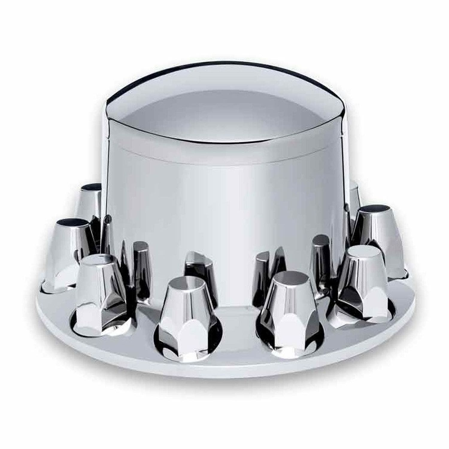 Cubierta de Maza Trasera ABS Plástico Cromado - Incluye Tapachuchos Removible Tipo Domo + 10 Tapas de Tuerca Roscadas de 33mm - Para 1 Rueda - Marca TRUX