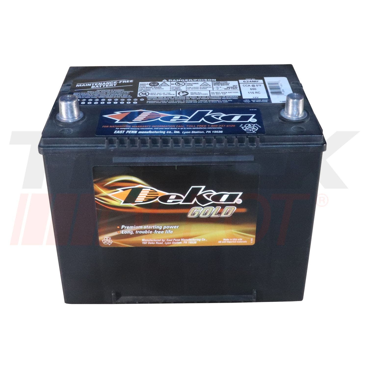 650CCA 624 MF (NS70Z) Bateria DEKA 41 lbs. 9" x 10.75" x 6.75"